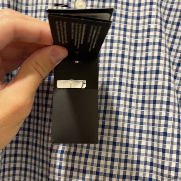 NWT Hugo Boss Dress Shirt Mark Sharp Fit 16.5 L x 34/35 Blue Check Gingham - Picture 9 of 11